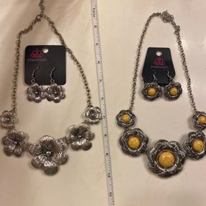 2 silver Paparazzi flower necklaces